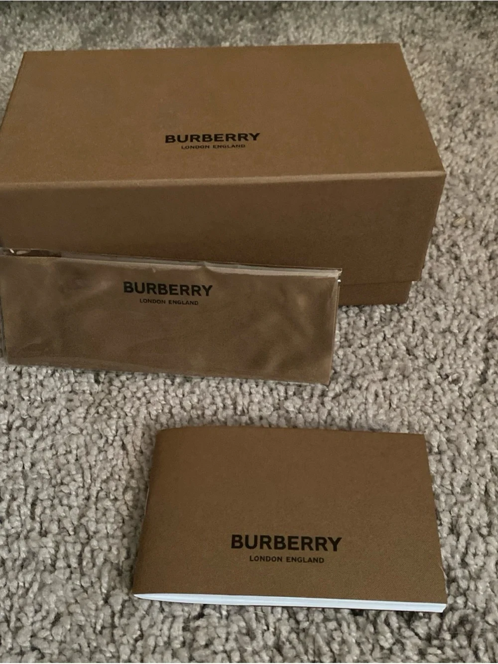 Burberry Tan and Black Branded Packaging empty box